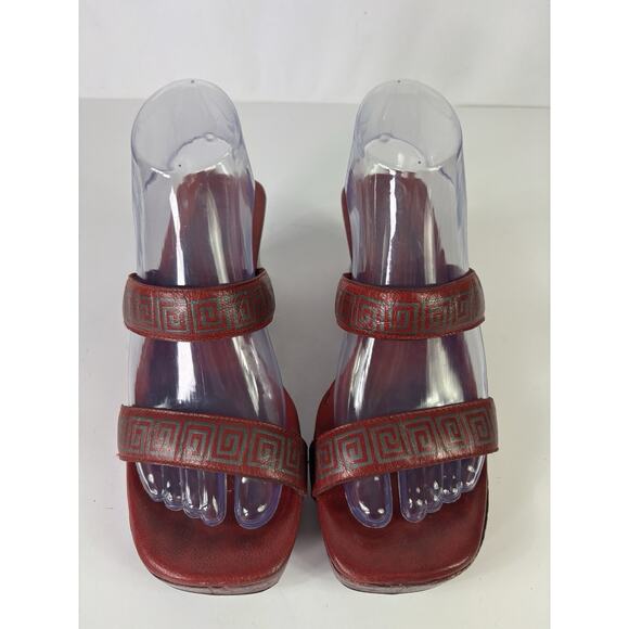 Cole Haan Resort Womens 7 B Red Leather Platform Heel Sandals Y2K Vintage - Picture 2 of 14
